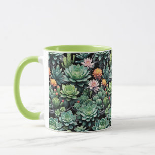 Bloeiende vetplanten en cactus Planten Mok
