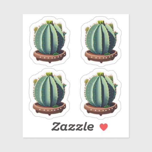 Bloeiende vette cactus met kleurrijke bloemen sticker (Vel)