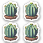Bloeiende vette cactus met kleurrijke bloemen sticker (Voorkant)