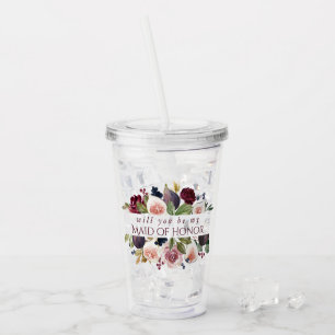 Bloeiende vijgen Moody Rustic Bridal Party Vraag Acryl Drinkbeker