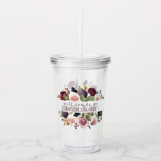 Bloeiende vijgen | Moody Rustic Bridal Party Vraag Acryl Drinkbeker (Voorkant)