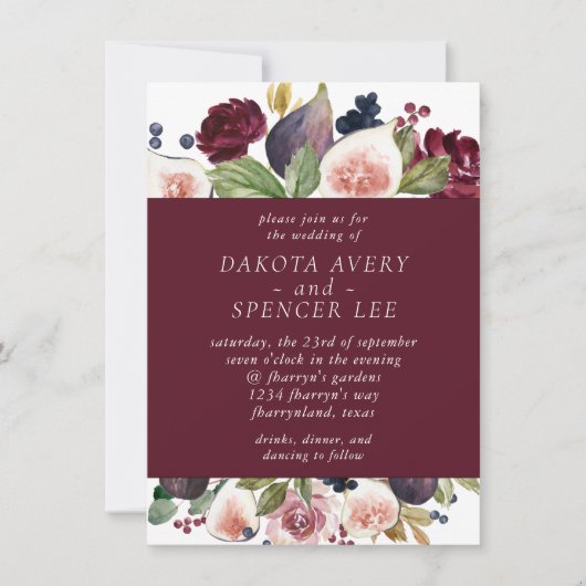 Bloeiende vijgen | Moody rustiek fruit Elegante bl Kaart (Voorkant)