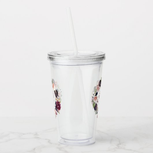 Bloeiende vijgen | Moody rustieke Monogram krans Acryl Drinkbeker (Links)