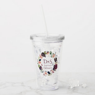 Bloeiende vijgen Moody rustieke Monogram krans Acryl Drinkbeker