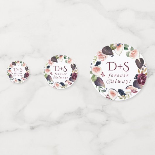 Bloeiende vijgen | Moody rustieke Monogram krans Confetti (Achterkanten)