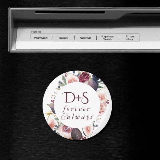 Bloeiende vijgen | Moody rustieke Monogram krans Magneet