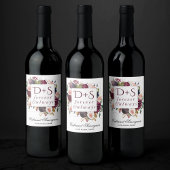 Bloeiende vijgen | Moody rustieke Monogram krans Wijn Etiket