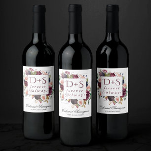 Bloeiende vijgen Moody rustieke Monogram krans Wijn Etiket