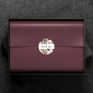 Bloeiende vijgen   Moody Waterverf Garland Dank u Ronde Sticker