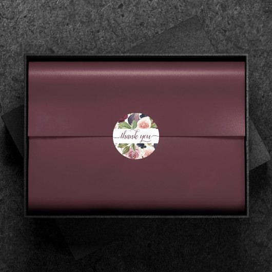 Bloeiende vijgen | Moody Waterverf Garland Dank u Ronde Sticker