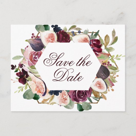 Bloeiende vijgen | Rustic Fruit Blossom Save the D Aankondigingskaart (Voorkant)