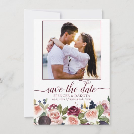 Bloeiende Vijgen | Stemming Volle Rustieke Elegant Save The Date (Voorkant)