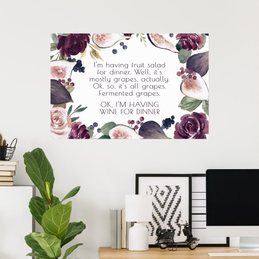 Bloeiende vijgen | Wijnliefhebber Grappige druif f Poster (Thuiskantoor)