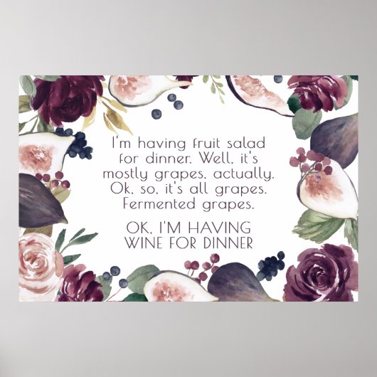 Bloeiende vijgen | Wijnliefhebber Grappige druif f Poster (Voorkant)