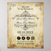  bloeiende vintage bruiloft welkom poster (Voorkant)