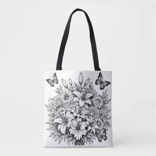 Bloeiende vlinder kleuren tote bag (Voorkant)