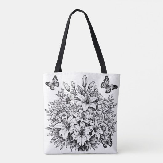 Bloeiende vlinder kleuren tote bag (Achterkant)