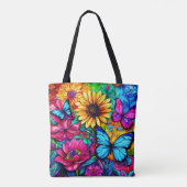 Bloeiende vlinderhaven tote bag (Achterkant)