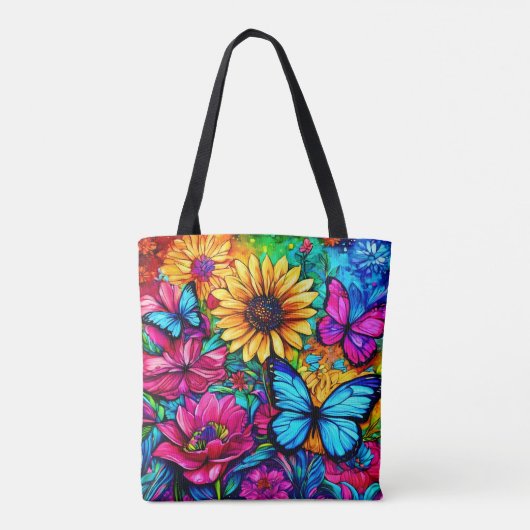 Bloeiende vlinderhaven tote bag (Achterkant)