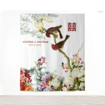 Bloeiende vogels en bloemen Chinesie Huwelijk ©
