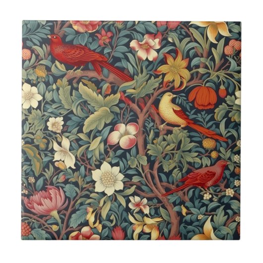 Bloeiende Vogels Tegels Tegeltje (Voorkant)
