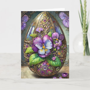 Bloeiende Vogels Voet Viooltjes Wilde Bloemen Paas Kaart