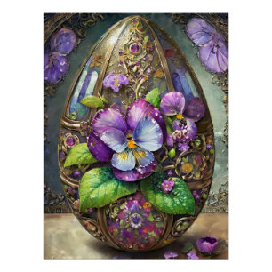Bloeiende Vogels Voet Viooltjes Wilde Bloemen Paas Perfect Poster
