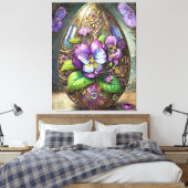 Bloeiende Vogels Voetviooltjes Wildflowers Easter Canvas Afdruk (Insitu (Slaapkamer))