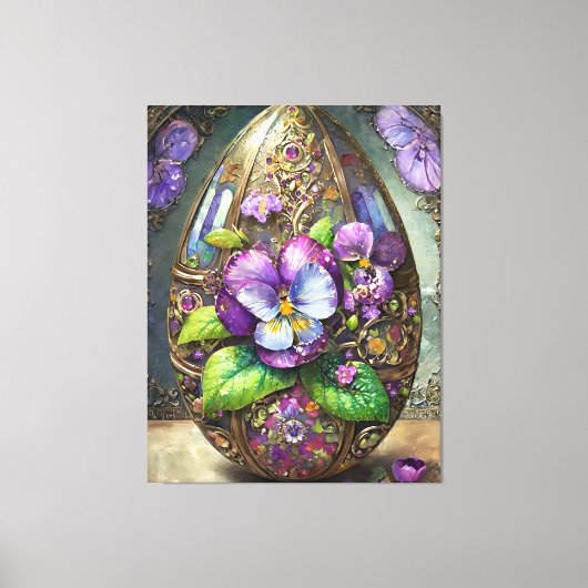 Bloeiende Vogels Voetviooltjes Wildflowers Easter Canvas Afdruk (Voorkant)