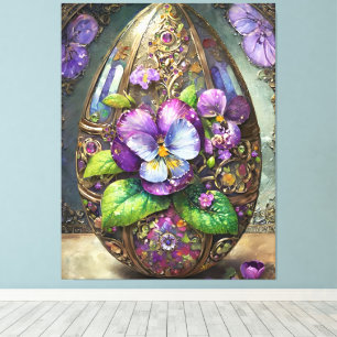 Bloeiende Vogels Voetviooltjes Wildflowers Easter  Canvas Afdruk