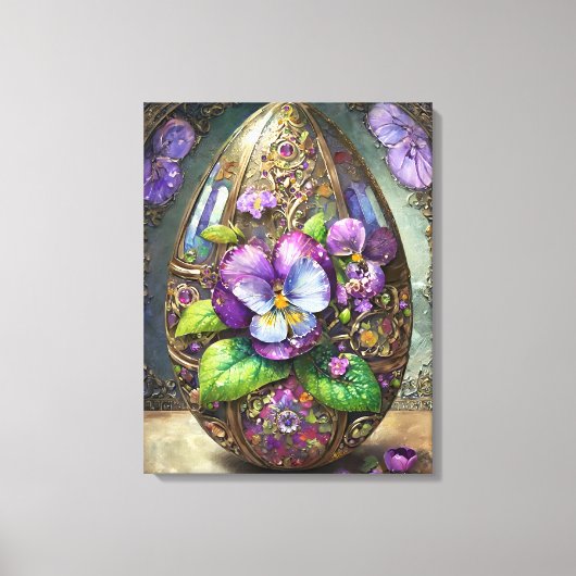Bloeiende Vogels Voetviooltjes Wildflowers Easter Canvas Afdruk (Voorkant)