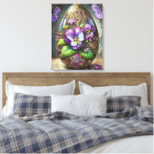 Bloeiende Vogels Voetviooltjes Wildflowers Easter Canvas Afdruk (Insitu (Slaapkamer))