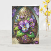 Bloeiende Vogels Voetviooltjes Wildflowers Easter  Kaart (Gele Bloem)