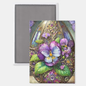 Bloeiende Vogels Voetviooltjes Wildflowers Easter Magneet (Voorkant / Achterkant)