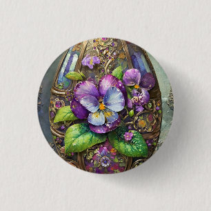 Bloeiende Vogels Voetviooltjes Wildflowers Easter  Ronde Button 3,2 Cm