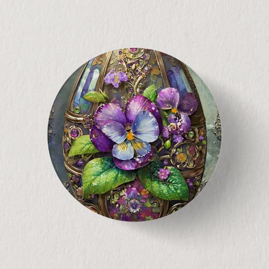 Bloeiende Vogels Voetviooltjes Wildflowers Easter  Ronde Button 3,2 Cm (Voorkant)