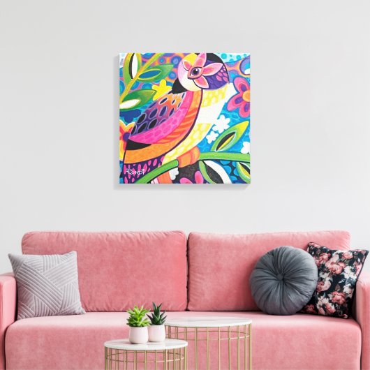 bloeiende vogelzang canvas afdruk (Insitu (Woonkamer))