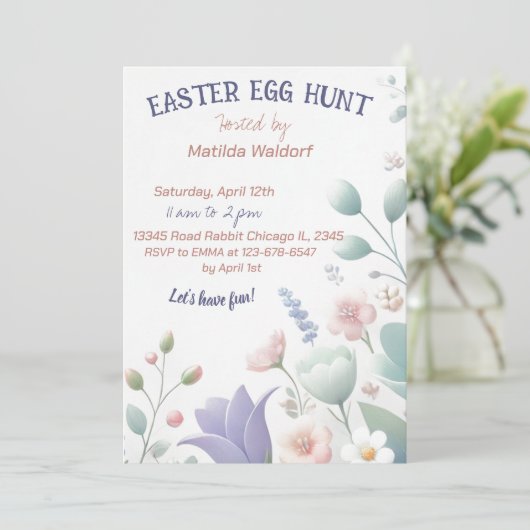 Bloeiende Vreugde: Een Pastel Paasfeest Kaart (Staand voorkant)