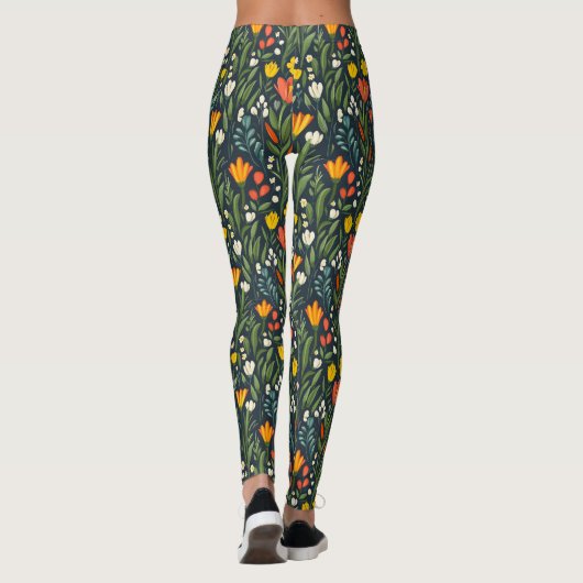Bloeiende vreugde: lente bloemenpatroon leggings (Achterkant)