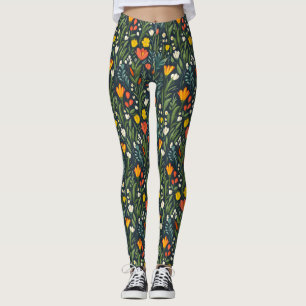 Bloeiende vreugde: lente bloemenpatroon leggings