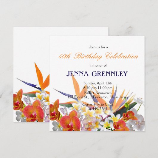 Bloeiende vreugde -Tropische Bloemen Verjaardagsfe Kaart (Voorkant / Achterkant)