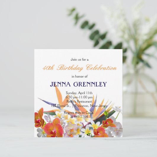 Bloeiende vreugde -Tropische Bloemen Verjaardagsfe Kaart (Staand voorkant)