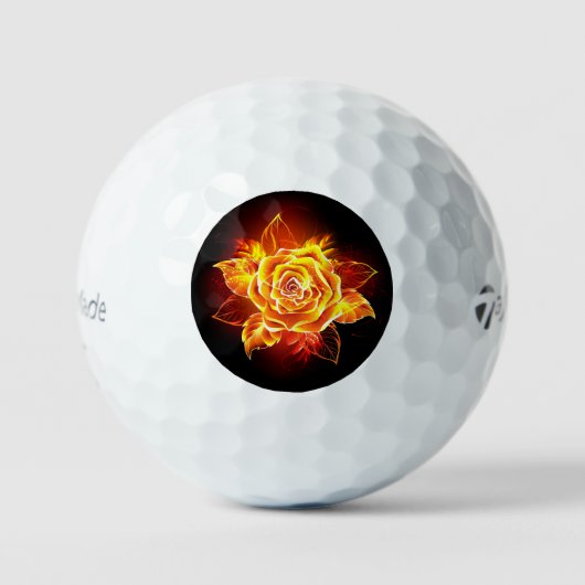 Bloeiende Vuur Roos Golfballen (Voorkant)
