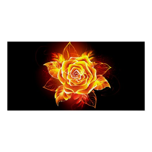 Bloeiende Vuur Roos Perfect Poster (Voorkant)