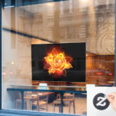Bloeiende Vuur Roos Raamsticker (Cafe Raam)