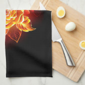 Bloeiende Vuur Roos Theedoek (Quarter Fold)