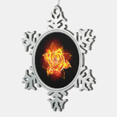 Bloeiende Vuur Roos Tin Sneeuwvlok Ornament (Rechts)
