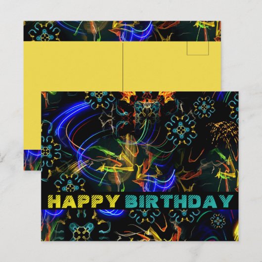 Bloeiende Vuurwerk Volkskunst Verjaardag Briefkaart (Voorkant / Achterkant)