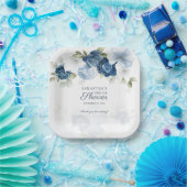 Bloeiende waterverf bloemen in blauw en wit papieren bordje (Feest)