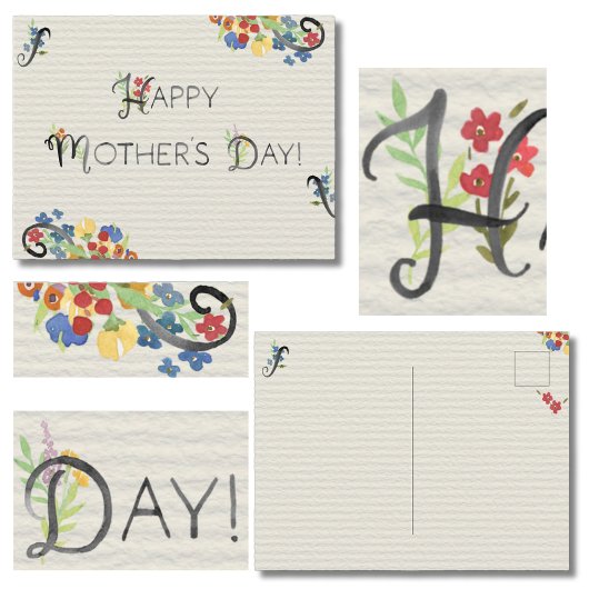 Bloeiende waterverf Gelukkige Moederdag Briefkaart